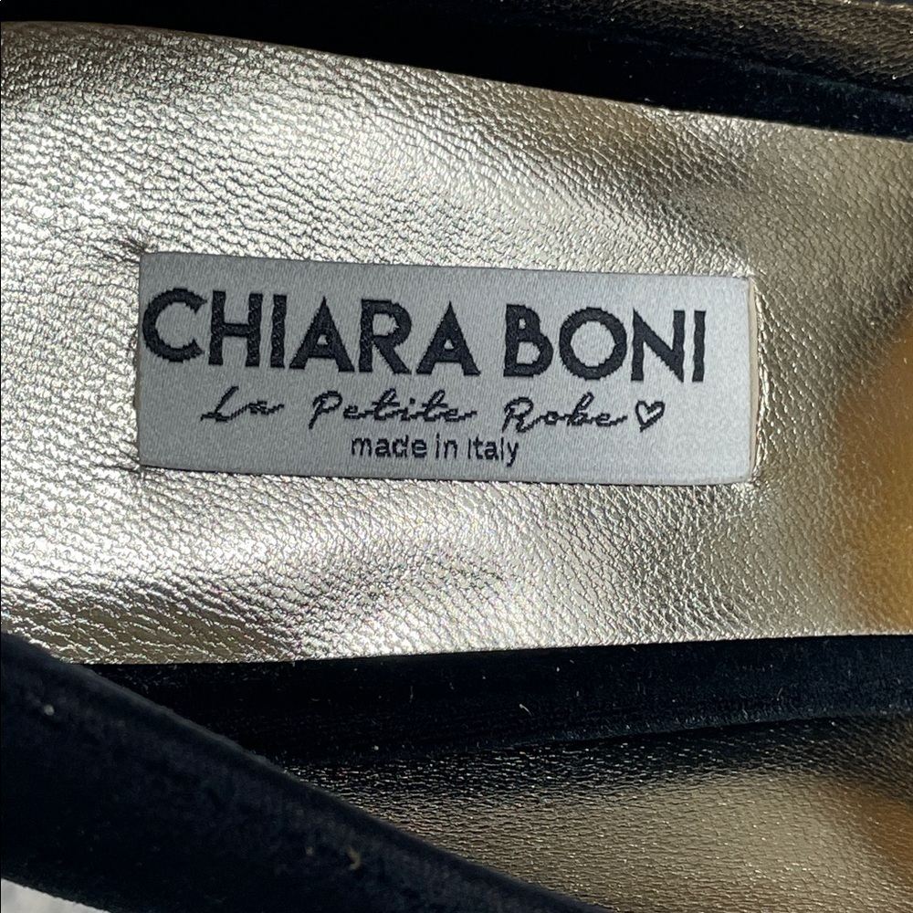 NIB Chiara Boni Black Velvet Buckle Wrap Pointed Toe Pumps Stiletto Sz 40 - Picture 11 of 13